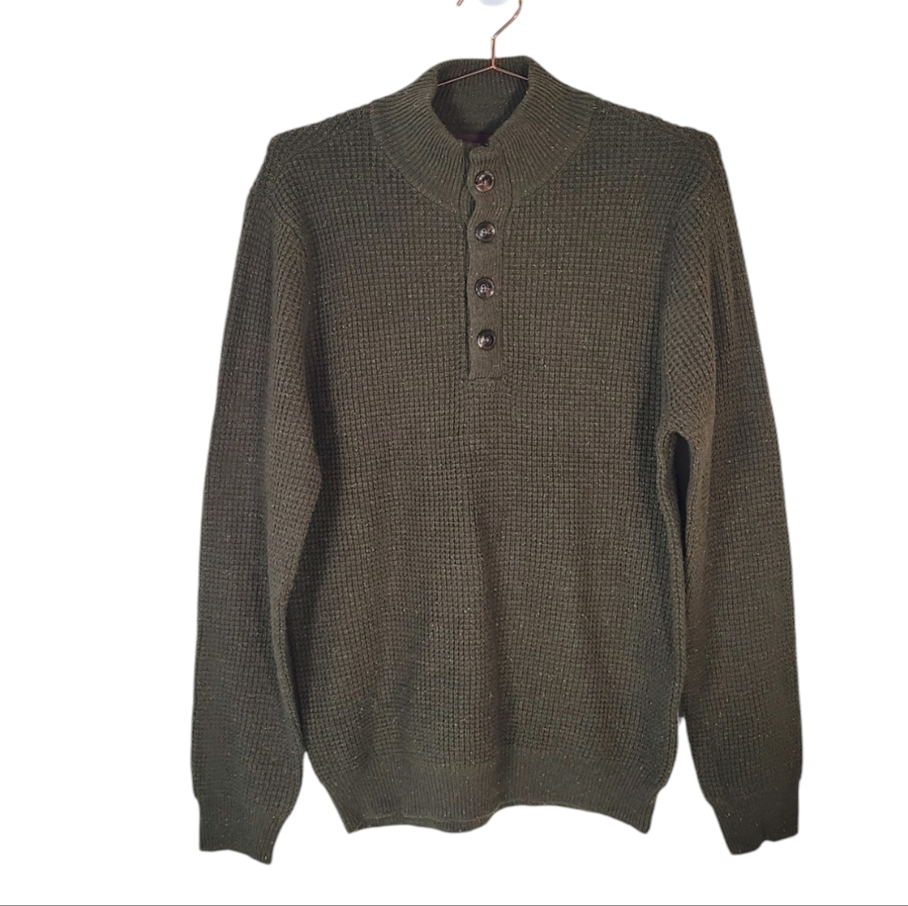 New ALESBURY Olive Henley Mock Neck Sweater Size M
